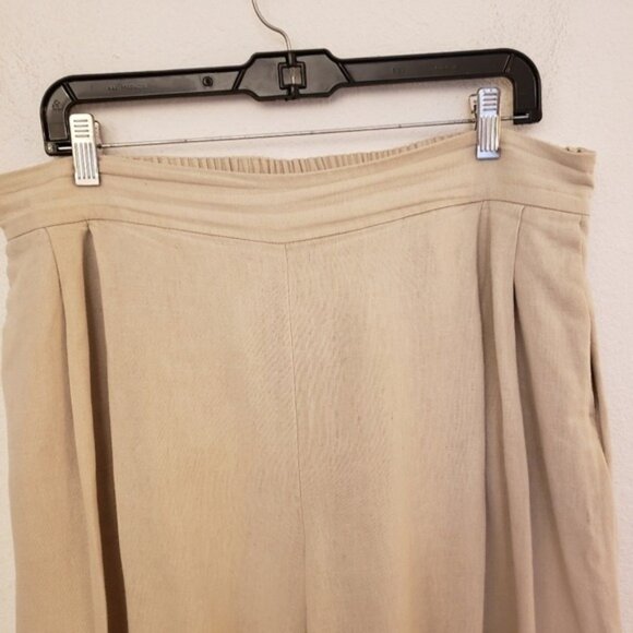 Chelsea &Theodore Tan Linen Blend Wide Leg Culotte Pants Size XL EUC - Picture 5 of 9